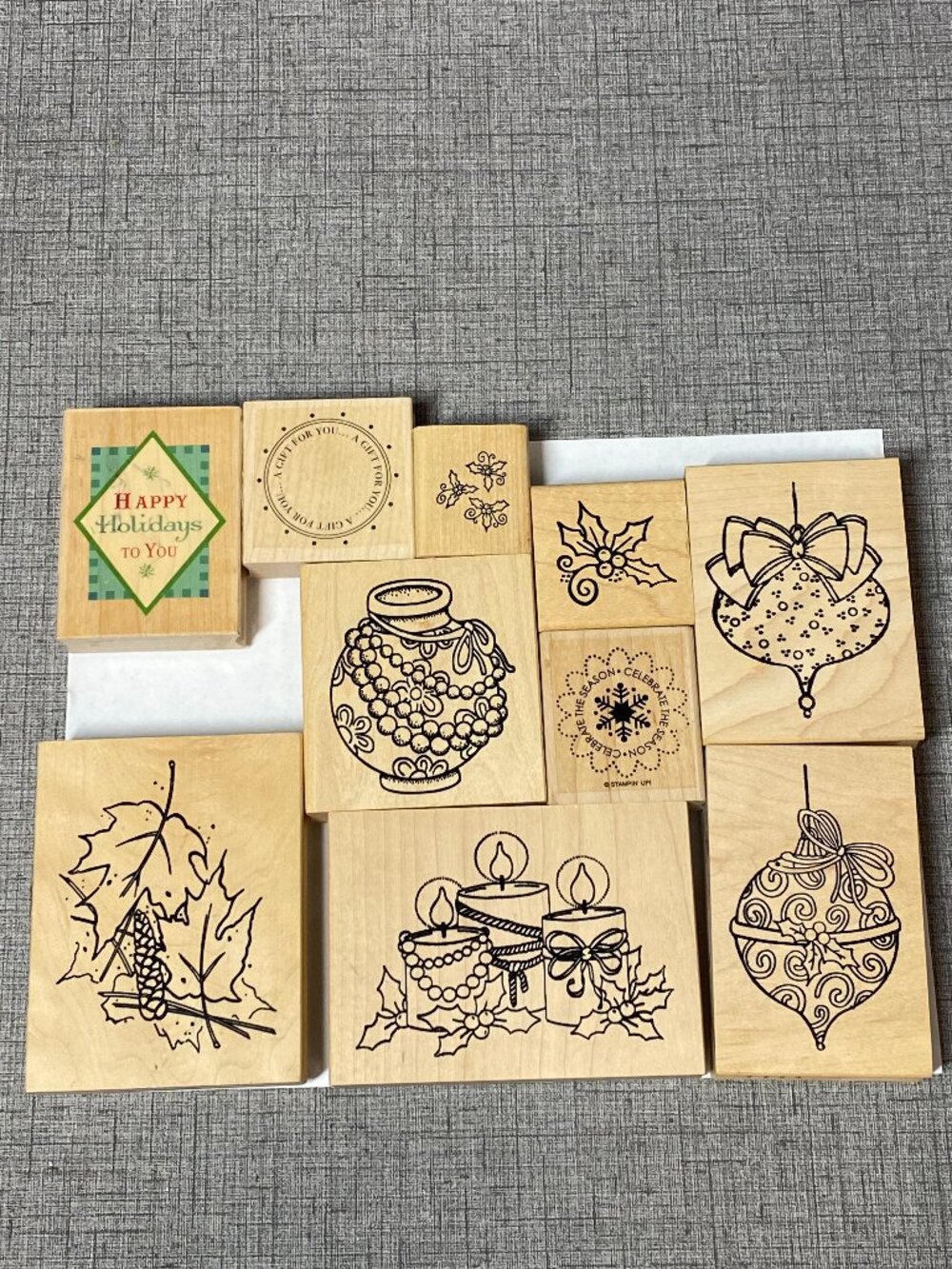 RARE UNIQUE VTG Wood Rubber Stamps Christmas Safire Designs 10pc Lot Bundle